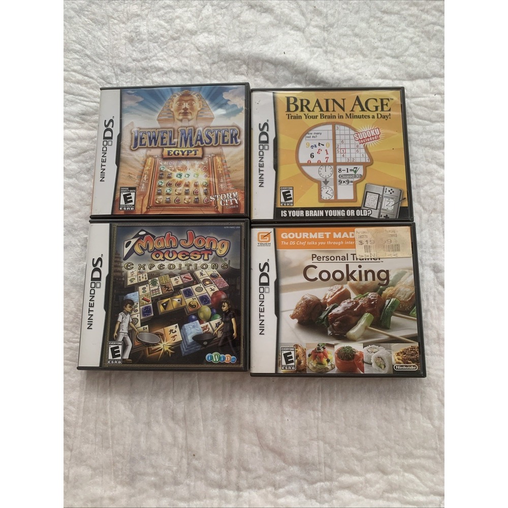 LOT Of 4 DS Games Jewel Master, Mah Jong, Cooking, Brain Age - CIB